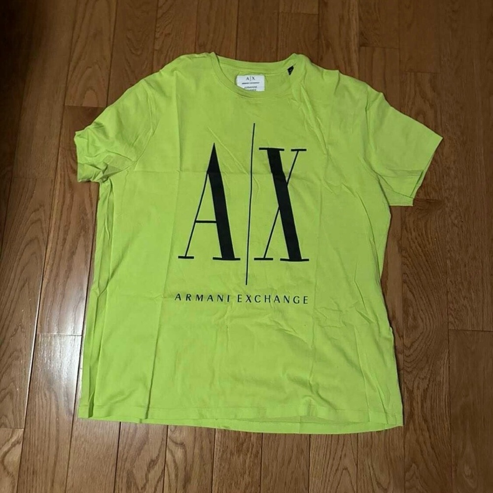 Armani Exchange Neon Green Tee with Black Logo..